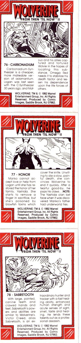 TRADING CARDS" Série WOLVERINE de 1992 " Img07210