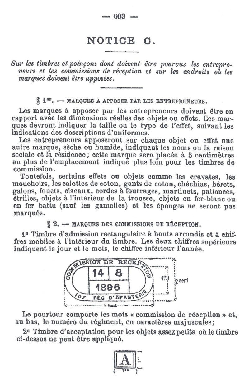 Le marquage des effets et équipements en 1896. T25ov810