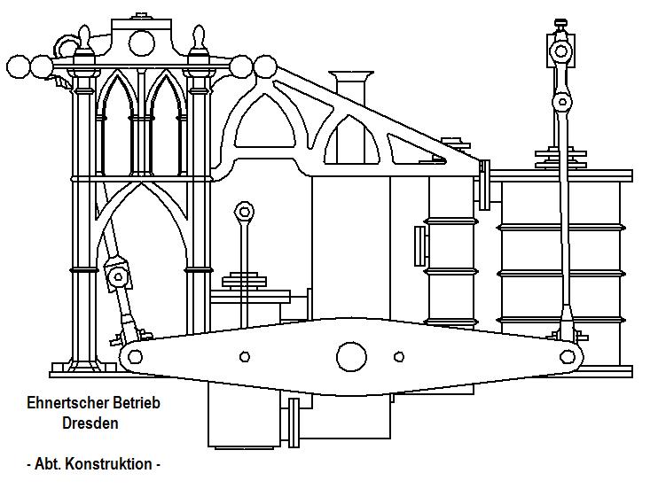 Dampfmaschine des Dampfbootes "Königin Maria" von 1837 - M1:15 Dkm-1910