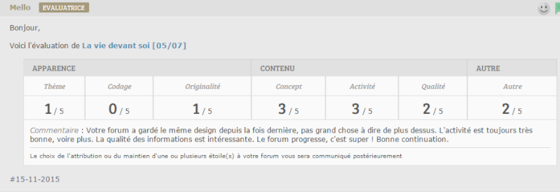 INFO évaluation du forum Novemb10