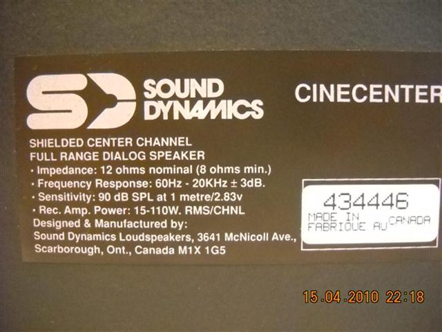 Center Speaker Sound Dynamics (SOLD) Dscn0717