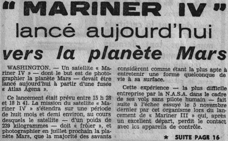 28 novembre 1964 - Mariner IV - découverte de Mars 64112810
