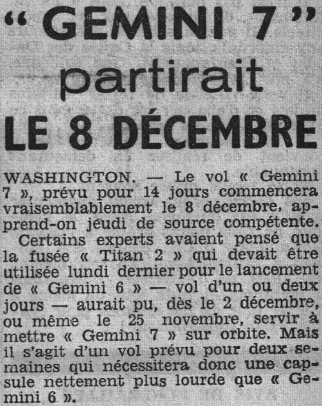 4 décembre 1965 - lancement de Gemini 7 65102910