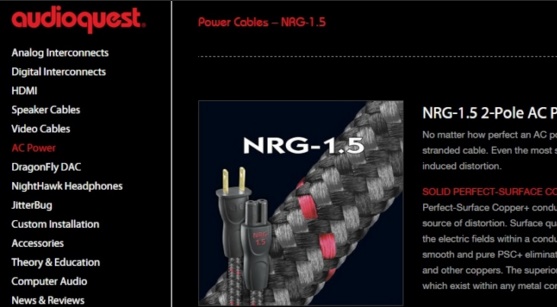 Audioquest NRG-1.5 2-Pole AC Power Cable Audioq15