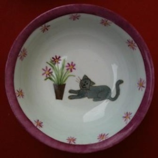 Bols à croquettes ou à eau pour chat, en porcelaine peinte à la main Bolcha21