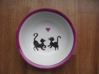 Bols à croquettes ou à eau pour chat, en porcelaine peinte à la main Bollau10