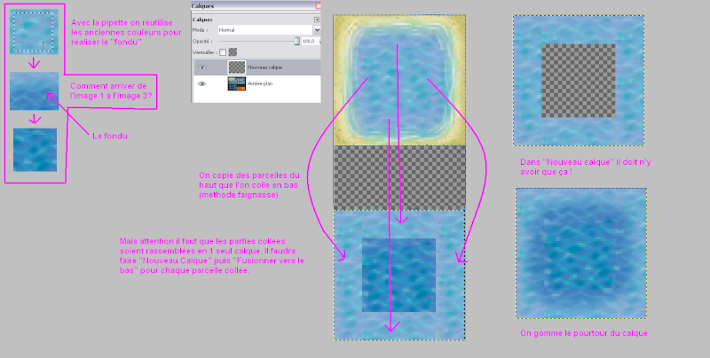 [GIMP] Décortiquer et réaliser un tileset. (Plage et mer) 0411