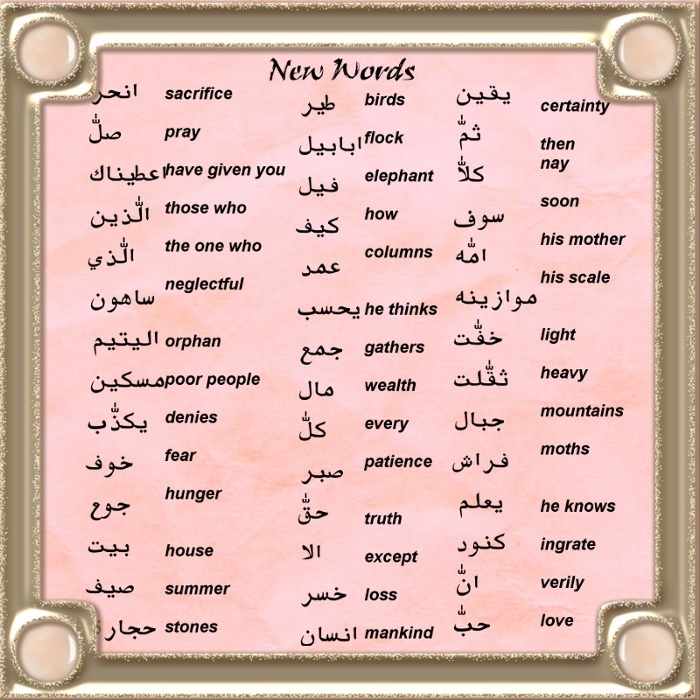 List of New Arabic Words from the Surahs revised -Cool Graphics Newwor14