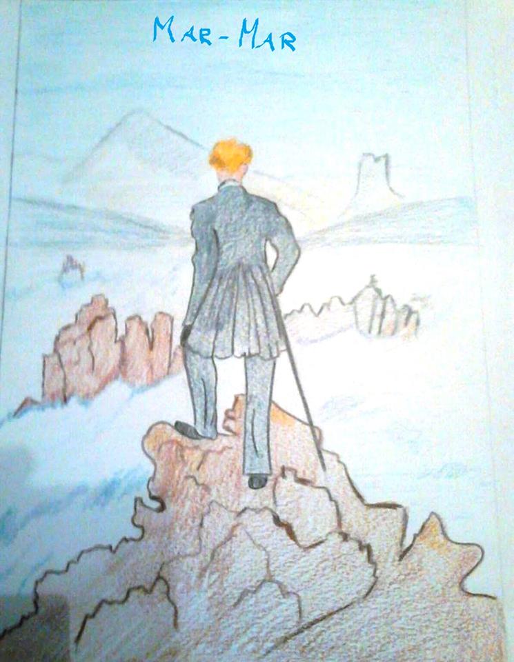 Disegno Viandante sul Mare di Nebbia di marmar