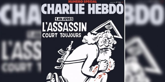 Vignetta Charlie Hebdo Ricorda la Strage di un Anno fa La-une10