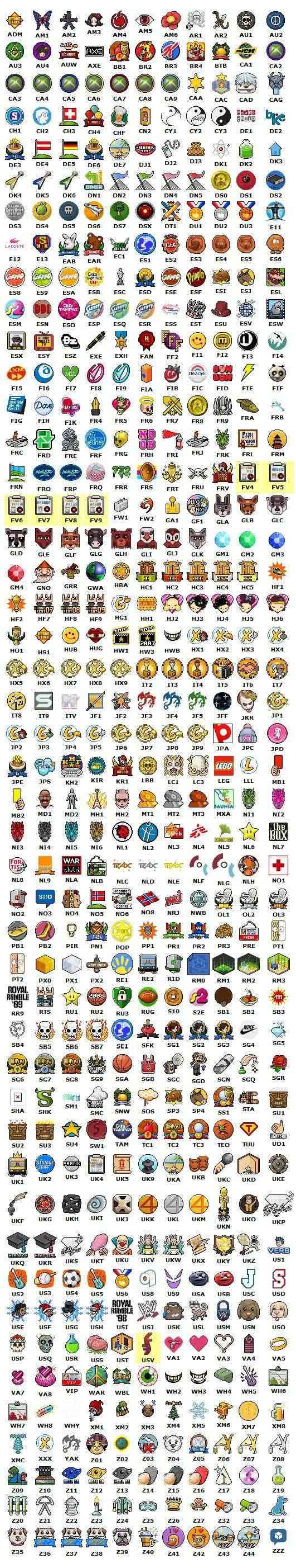 Alguns emblemas e seus códigos para o seu hotel Emblem10