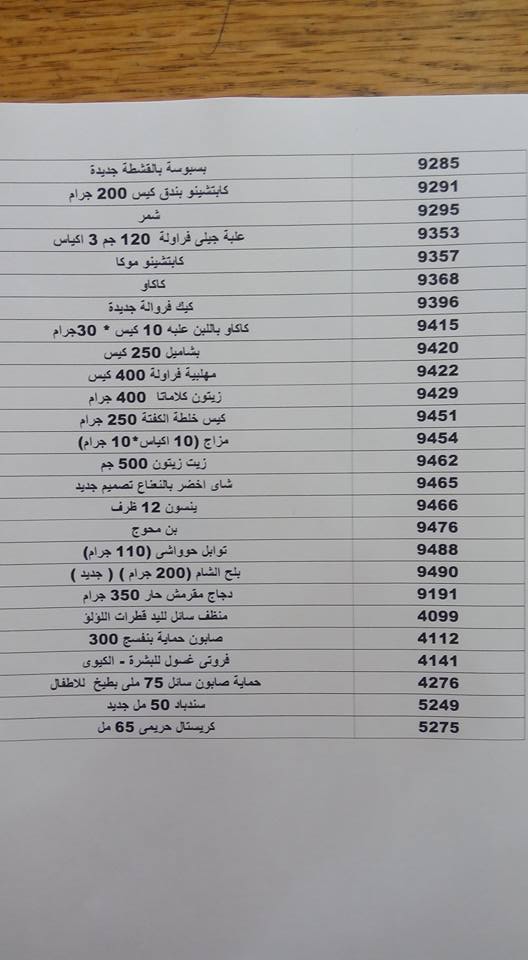 منتجات توفرت اليوم الاربعاء 16 ديسمبر 2015  بفرع بورسعيد 613