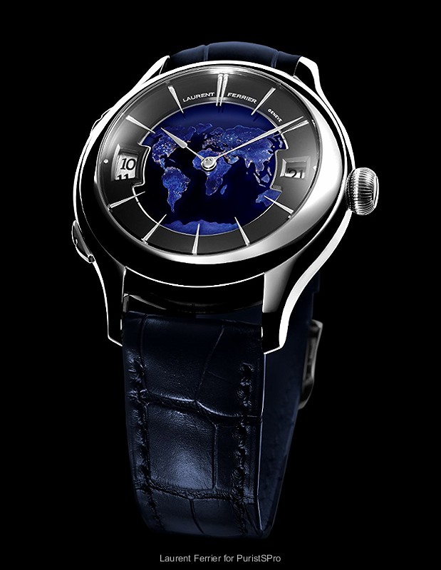 News SIHH:  Laurent Ferrier galet traveler globe night blue Image11