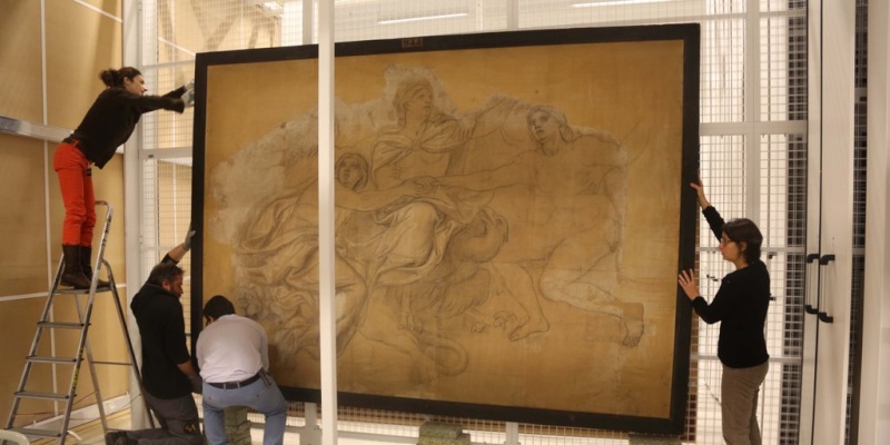 Restauration d'un carton de Le Brun au Louvre-Lens Cysivv10