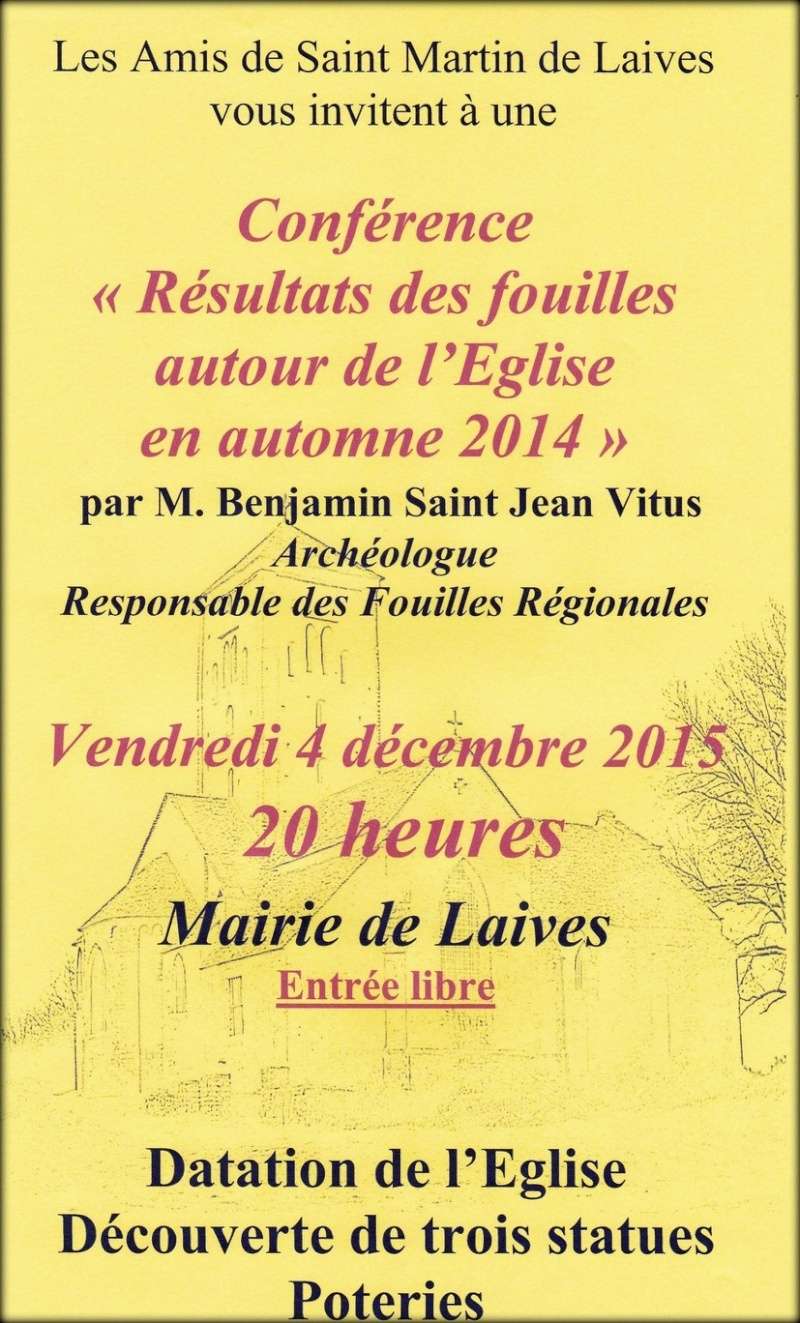 Conférence sur Saint Martin de Laives  vendredi 4 décembre à Laives  à 20 heures (salle de la mairie). Affich11