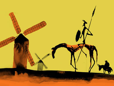 Moins connue que Don Quichotte contre les moulins à vents ! Don-qu10