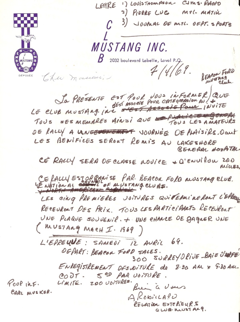 Club Mustang de Montréal inc (club fondée en 1965) 1969-011