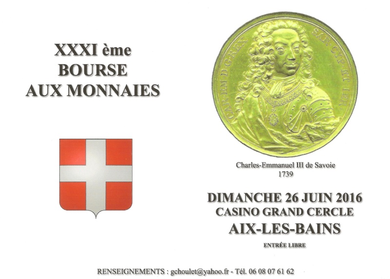 31EME BOURSE AUX MONNAIES D'AIX-LES-BAINS. 26 JUIN 2016. Carte_10