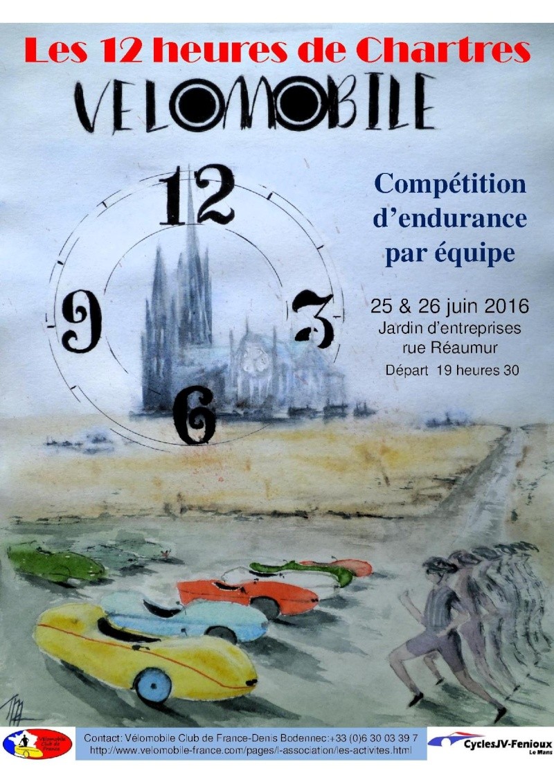 12 heures de Chartres Vélomobiles les 25 et 26 juin 2016 Affich14