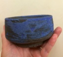 Unmarked chawan with barium blue glaze and black clay Image42