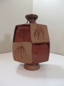 Stoneware square bottle vase - shoji hamada influence - mark to base Img_2310