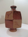 Stoneware square bottle vase - shoji hamada influence - mark to base Img_2311