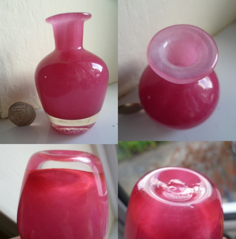 Miniature clear cased based posy vase - signed Asigna12
