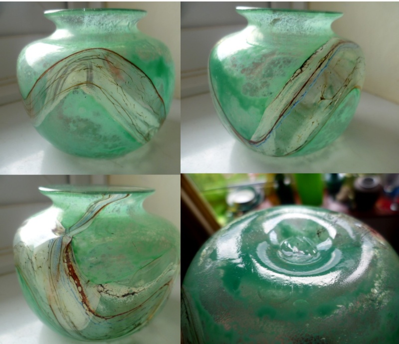 Green Glass with seaweed/marble Swirls Aswirl10