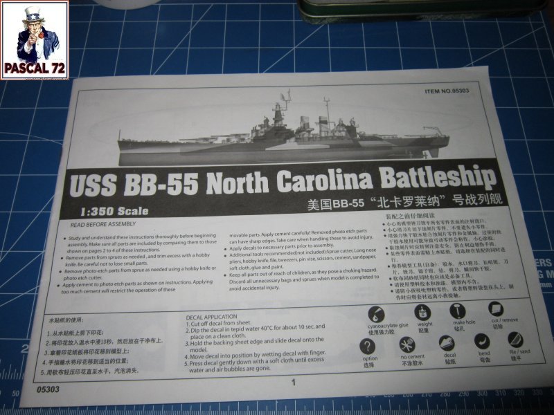 Cuirassé USS BB-55 North Carolina au 1/350 de Trumpeter par pascal 72 Img_5631