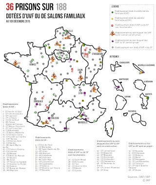 Unités de Vie Familiale : Carte actualisée des UVF Carteu11