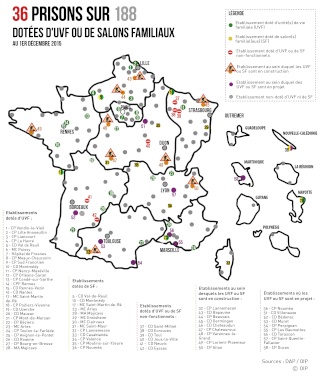 Unités de Vie Familiale : Carte actualisée des UVF  Carteu11