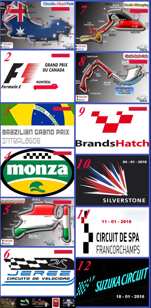 F1 2013 / CTO. CIRCUITOS DE LEYENDA / CALENDARIO Calend40
