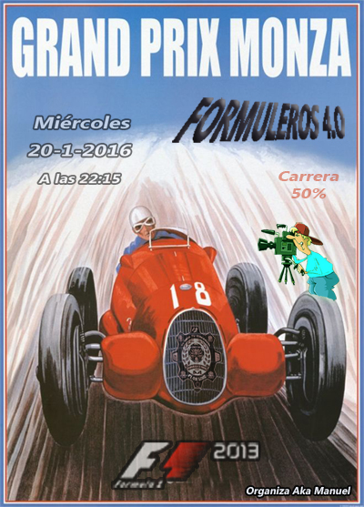 F1 - 2013 / CONFIRMACIÓN DE ASISTENCIA A LA 11ª CARRERA / CTO. FORMULEROS 4/ MIÉRCOLES  20/1/2016  22:15 HORAS - FORMULA 1 XBOX " / GP. DE ITALIA Monza_13
