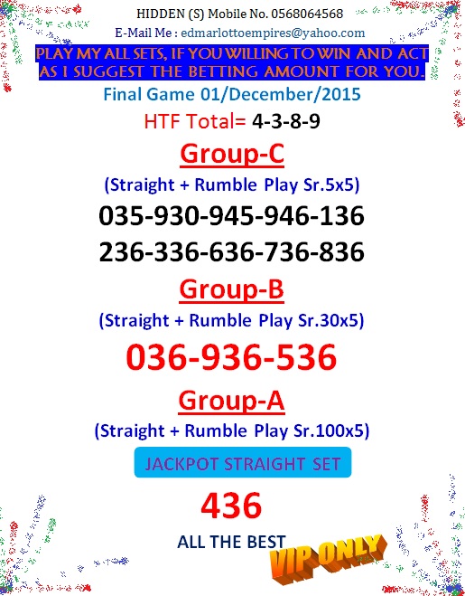 VIP DATA FOR ALL MEMBER BEFORE THE RESULT 01/DECEMBER/2015 11:00 MORNING(FREE VIEW -UPDATE-DONE) Final_13