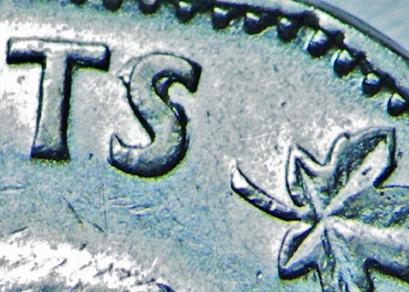 1954 - Éclats de Coin #2 sur le 5 et S de Cents (Die Chip) Dscf3513