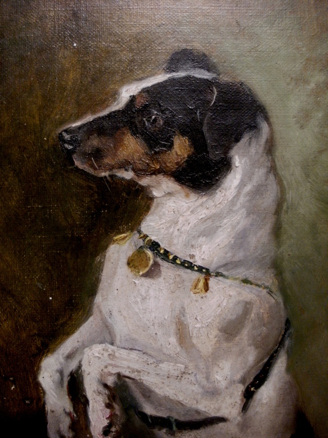 Un tableau chien Jack Russell signé AUZAC (comtesse d'Auzac) Auzac110