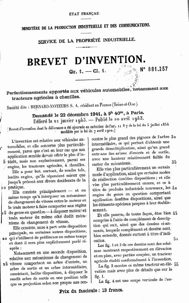 brevets - 07 - Les Brevets BERNARD-MOTEURS  110