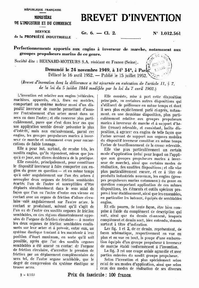 brevets - 07 - Les Brevets BERNARD-MOTEURS  Brevet16
