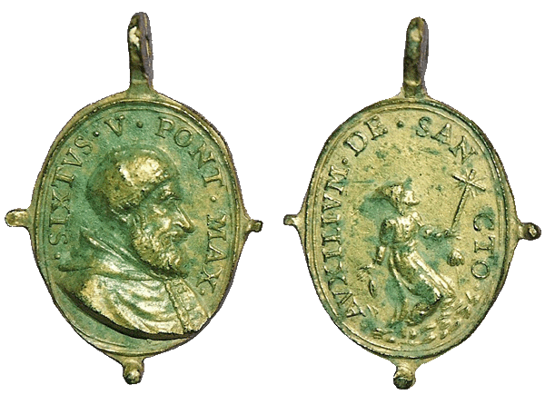 Medalla Papa Sixto V / San Francisco de Asis. S. XVI Franci17