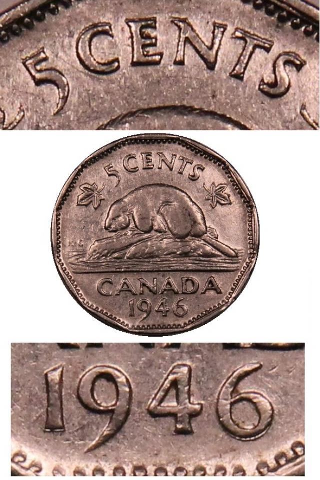 1946 - Double "1", "6" & "5 CENTS" 5c_19412