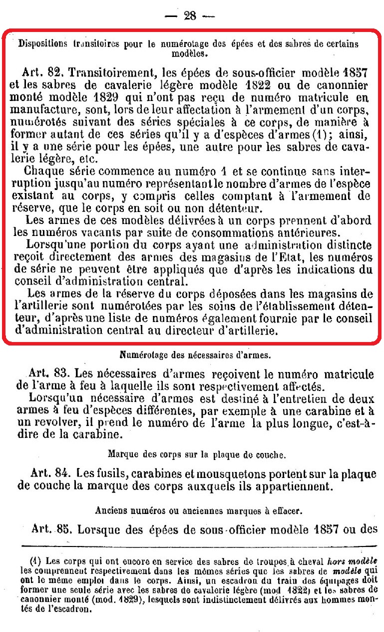 Numéro sur sabre 1822 Marqua11