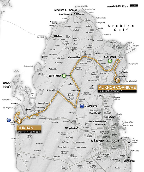 planimetria 2016 » 15th Tour of Qatar (2.HC) - 1a tappa » Dukhan › Al Khor Corniche (176 km)