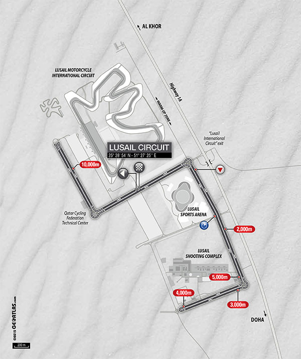 planimetria 2016 » 15th Tour of Qatar (2.HC) - 3a tappa (ITT) » Lusail › Lusail (11 km)