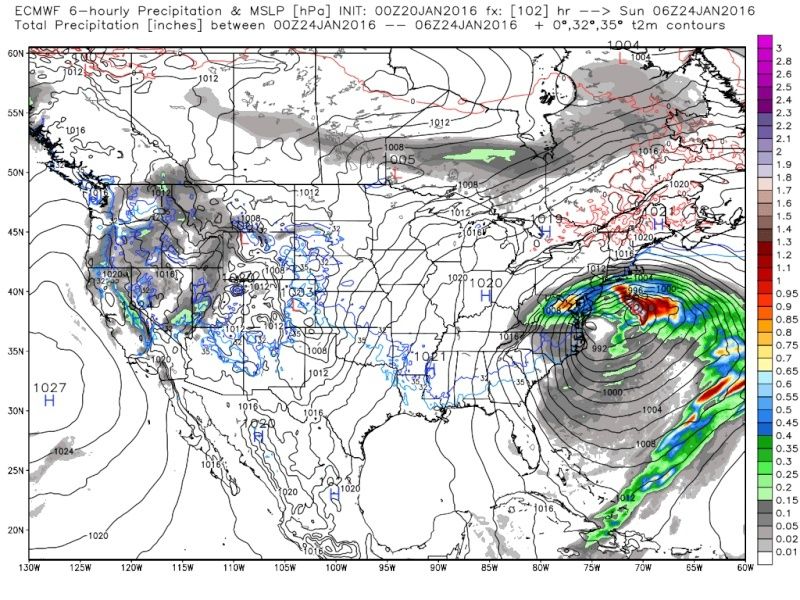 01/22/16 - 01/23/16 Update #3 - Will Models Trend Back North? - Page 13 Ecmwf_22