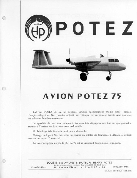 POTEZ - POTEZ 75 - Prototype d'avion d'attaque au sol (1953-1958) - Kit Akatombo au 1/72  File7910