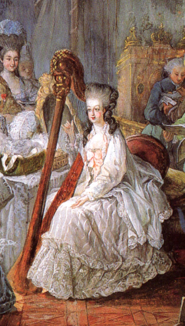 harpe - Marie-Antoinette à la harpe, par Jean-Baptiste-André Gautier Dagoty Marie102