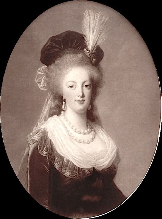 Marie-Antoinette en buste, robe rouge et toque, par et d'après Elisabeth Vigée Le Brun  Marie_54
