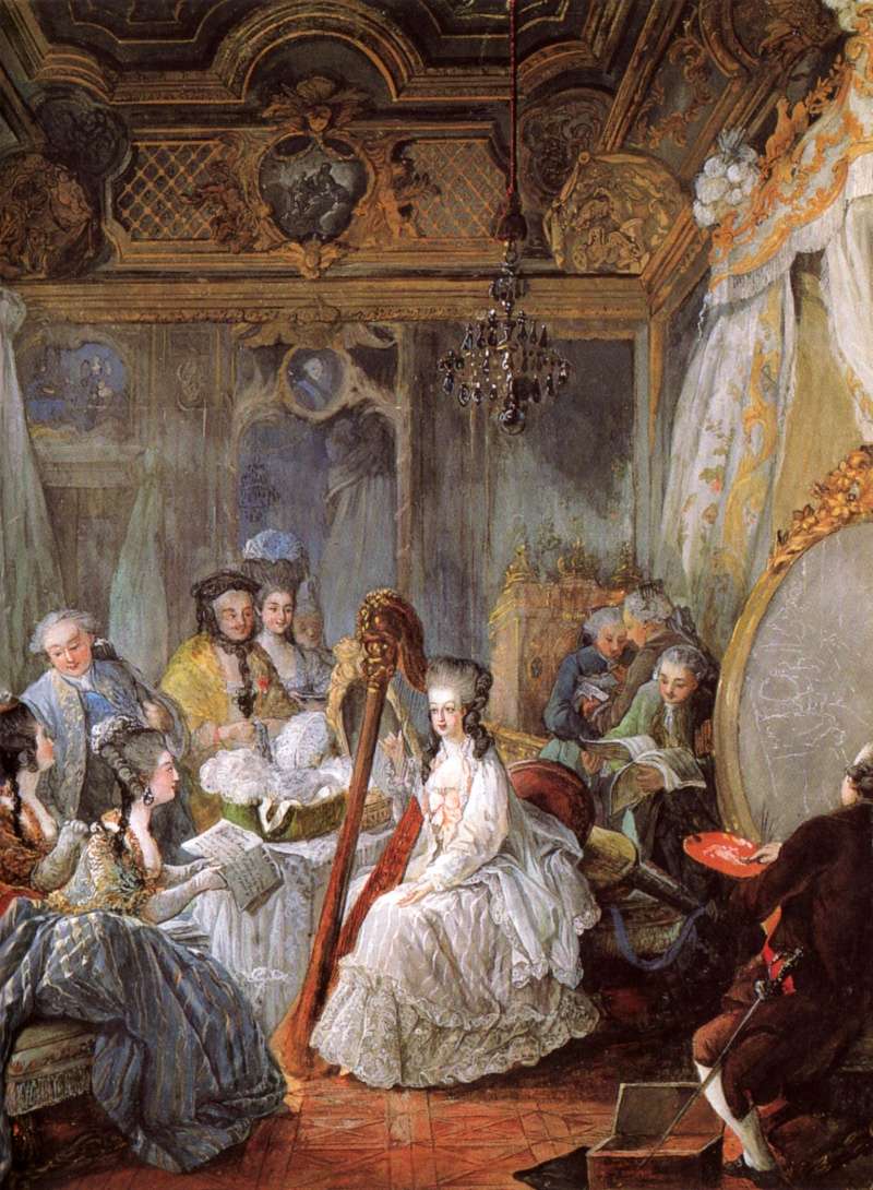 Gautier - Marie-Antoinette à la harpe, par Jean-Baptiste-André Gautier Dagoty Marie_91