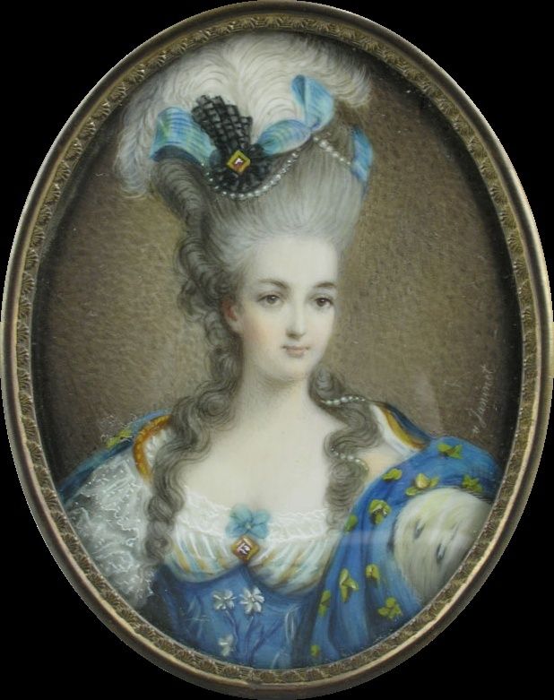 Marie-Antoinette en grand habit de cour (1775), par et d'après Jean-Baptiste-André Gautier Dagoty Miniat13