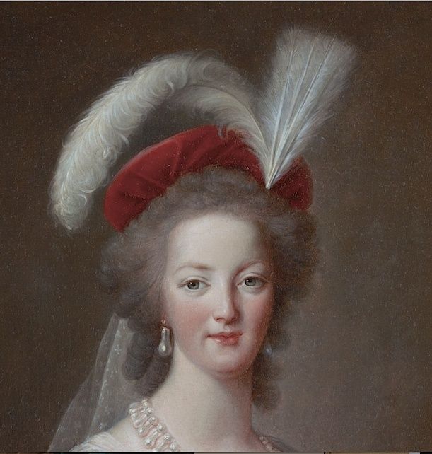 Marie-Antoinette en buste, robe rouge et toque, par et d'après Elisabeth Vigée Le Brun  Portra13